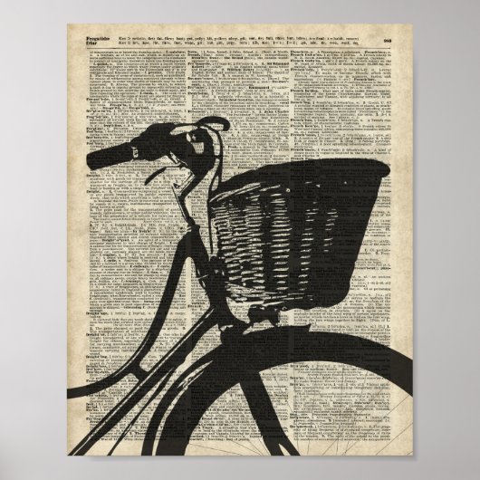 ヴィンテージステンシルの古い辞書ページ ポスター (正面)