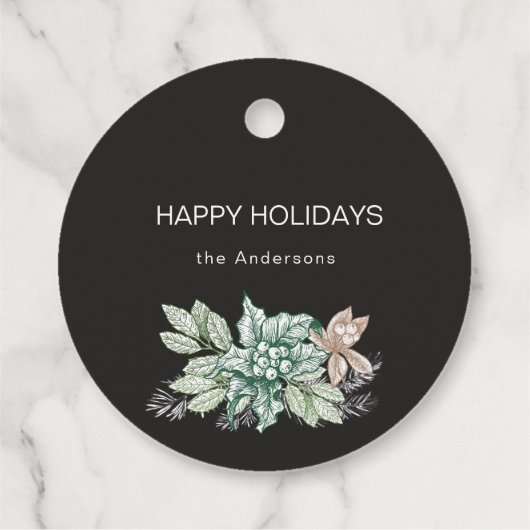 ヴィンテージステンシルホリープラントハッピーホリデー フェイバータグ (裏面)