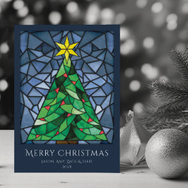 ヴィンテージステンドグラスのハッピーホリデー シーズンカード