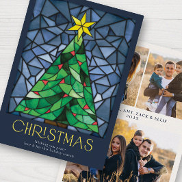 ヴィンテージステンドグラスのハッピーホリデー シーズンカード