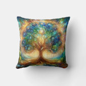 ヴィンテージステンドグラスの生命デザインの木感じ クッション (裏面)