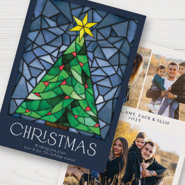 ヴィンテージステンドグラスハッピーホリデイズホリデーカード シーズンカード