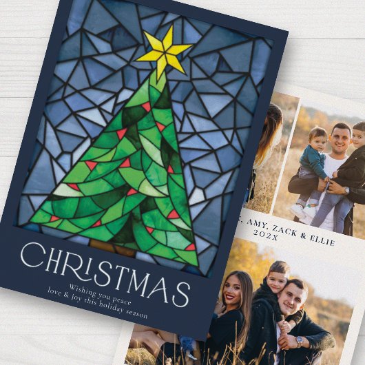 ヴィンテージステンドグラスハッピーホリデイズホリデーカード シーズンカード