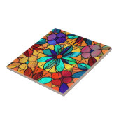 ヴィンテージステンドグラスフローラブルーフラワー タイル (側面)