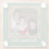 ヴィンテージステンドグラス写真枠赤緑投 ガラスコースター (裏面)