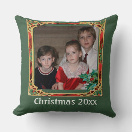 ヴィンテージステンドグラス写真枠赤緑 クッション