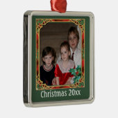 ヴィンテージステンドグラス写真枠赤緑 メタルオーナメント (右)