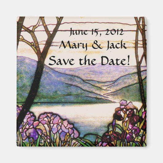 ヴィンテージステンドグラス日付磁石を保存 マグネット (正面)