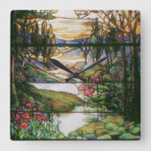 ヴィンテージステンドグラス時計 スクエア壁時計 (正面)