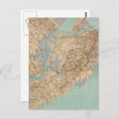 ヴィンテージステーテン島の地図(1891) ポストカード (正面/裏面)