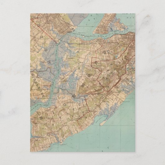 ヴィンテージステーテン島の地図(1891) ポストカード (正面)