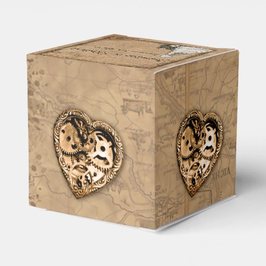 ヴィンテージステームパンクブライド結婚式の引き出物ボックス フェイバーボックス (裏面サイド)