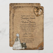 ヴィンテージステームパンクブライド結婚式招待状 招待状 (正面/裏面)