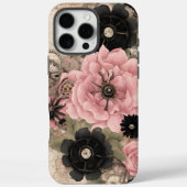 ヴィンテージステームパンクボホピンク&ブラックフローラ Case-Mate iPhoneケース (裏面)