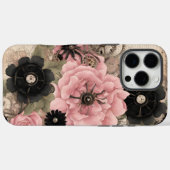 ヴィンテージステームパンクボホピンク&ブラックフローラ Case-Mate iPhoneケース (裏面 (横))