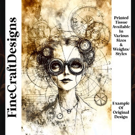 ヴィンテージステームパンク女性設計図N6デコページ 薄葉紙