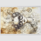 ヴィンテージステームパンク女性設計図N6デコページ 薄葉紙 (正面)