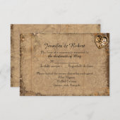 ヴィンテージステームパンク結婚ブライドの応答カード 出欠カード (正面/裏面)