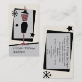 ヴィンテージストア/ブティックピンク&ブラックドレス型枠 名刺 (正面/裏面)