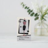 ヴィンテージストア/ブティックピンク&ブラックドレス型枠 名刺 (スタンド正面)