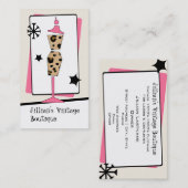 ヴィンテージストア/ブティックレオパードピンクドレス型枠 名刺 (正面/裏面)