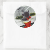 ヴィンテージストッキングクリスマスキャット探す鏡 ラウンドシール (バッグ)