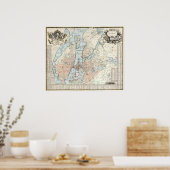 ヴィンテージストックホルムの地図(1733年) ポスター (キッチン)