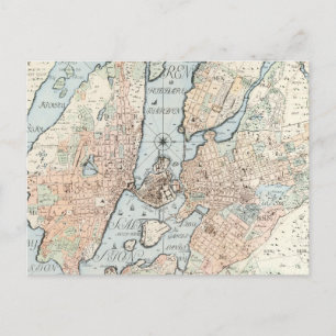 ヴィンテージストックホルムの地図(1733年) ポストカード