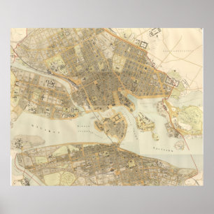 ヴィンテージストックホルムの地図(1899年) ポスター