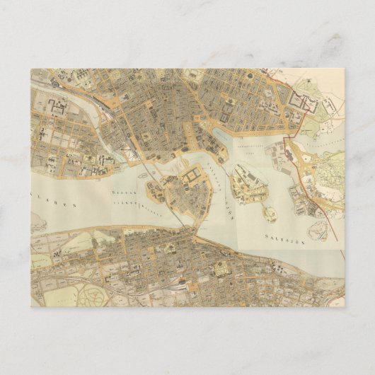ヴィンテージストックホルムの地図(1899年) ポストカード (正面)