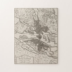 ヴィンテージストックホルムスウェーデン地図(1764) ジグソーパズル