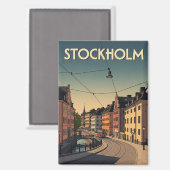 ヴィンテージストックホルムスウェーデン旅行 マグネット (正面/裏面)