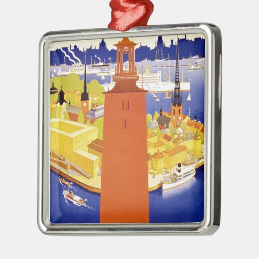 ヴィンテージストックホルムスウェーデン メタルオーナメント (左)