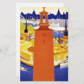 ヴィンテージストックホルムスウェーデン 便箋 (正面/裏面)