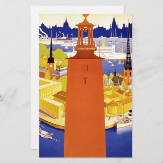 ヴィンテージストックホルムスウェーデン 便箋 (正面/裏面)