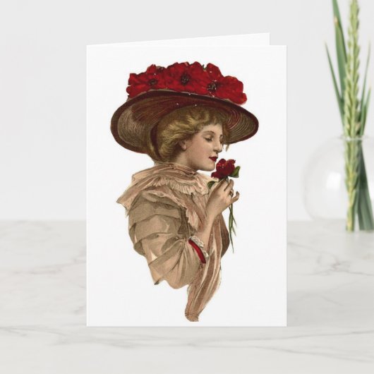 ヴィンテージストップは赤いバラの匂いを嗅いで カード (正面)