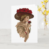 ヴィンテージストップは赤いバラの匂いを嗅いで カード (黄色い花)