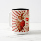 ヴィンテージストライプとハート付きバレンタインピエロ ツートーンマグカップ (正面左)