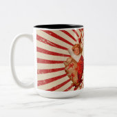 ヴィンテージストライプとハート付きバレンタインピエロ ツートーンマグカップ (左)