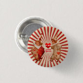 ヴィンテージストライプとハート付きバレンタインピエロ 缶バッジ (正面&裏面)