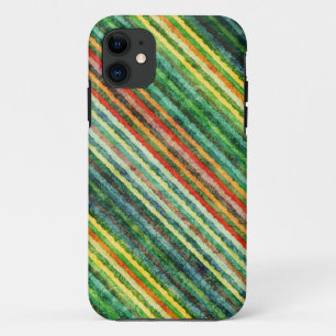 ヴィンテージストライプのの背景(黄、緑、オレンジ) iPhone 11 ケース