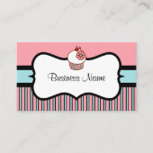 ヴィンテージストライプのカップケーキ名刺 名刺 (正面)