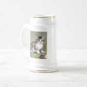 ヴィンテージストライプのキッテンイラストレーション ビールジョッキ (正面左)