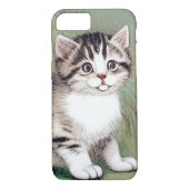 ヴィンテージストライプのキッテンイラストレーション Case-Mate iPhoneケース (裏面)