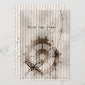 ヴィンテージストライプのステームパンクスウィート16招待状 セーブザデート (正面/裏面)