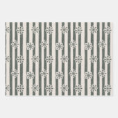 ヴィンテージストライプのスノーフレーク赤と緑 ラッピングペーパーシート (正面3)