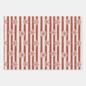 ヴィンテージストライプのスノーフレーク赤と緑 ラッピングペーパーシート (正面2)