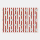 ヴィンテージストライプのスノーフレーク赤と緑 ラッピングペーパーシート (正面)