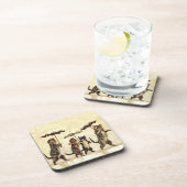 ヴィンテージストライプのネコ傘踊り雪 コースター (右側)