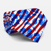 ヴィンテージストライプのハワイアンハイビスカスバイサイドプリント ネクタイ (ロール)